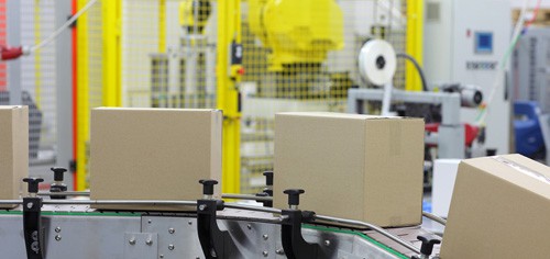 packages on conveyor belt